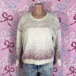 Love + Adored Size Small Colorful Confetti Fuzzy Acrylic Poly Sweater